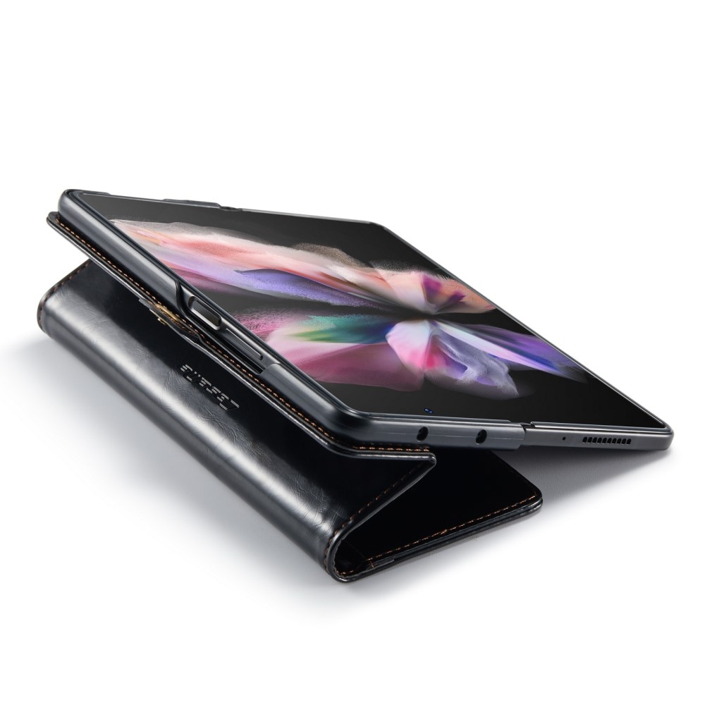 Kunstleren hoesje Samsung Galaxy Z Fold 3 Zwart