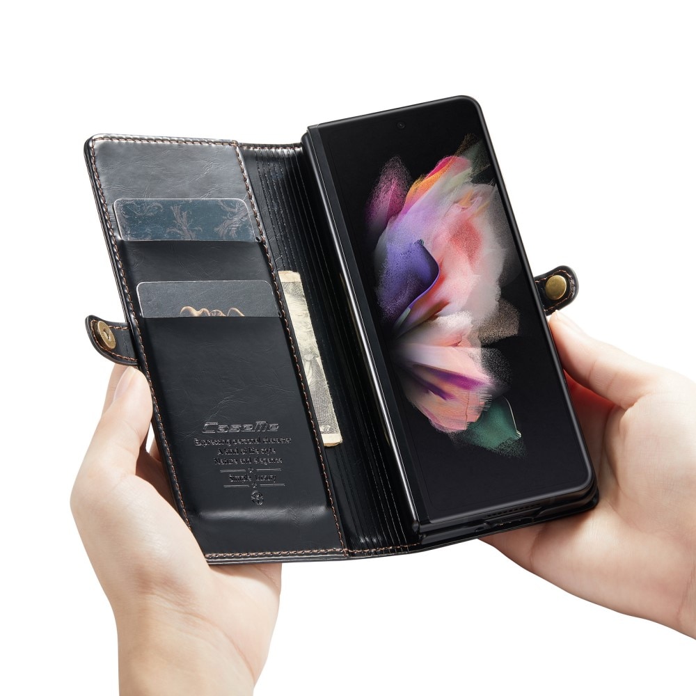 Kunstleren hoesje Samsung Galaxy Z Fold 3 Zwart