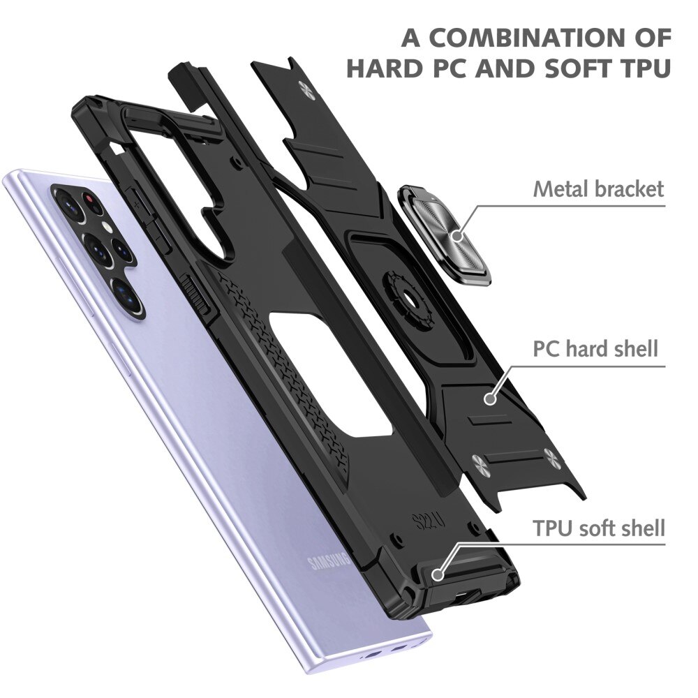 Samsung Galaxy S22 Ultra Hybridcase Tech Ring Zwart