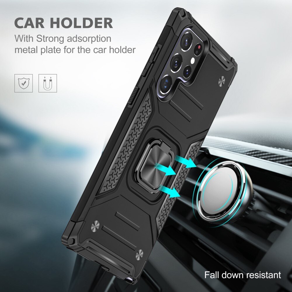 Samsung Galaxy S22 Ultra Hybridcase Tech Ring Zwart