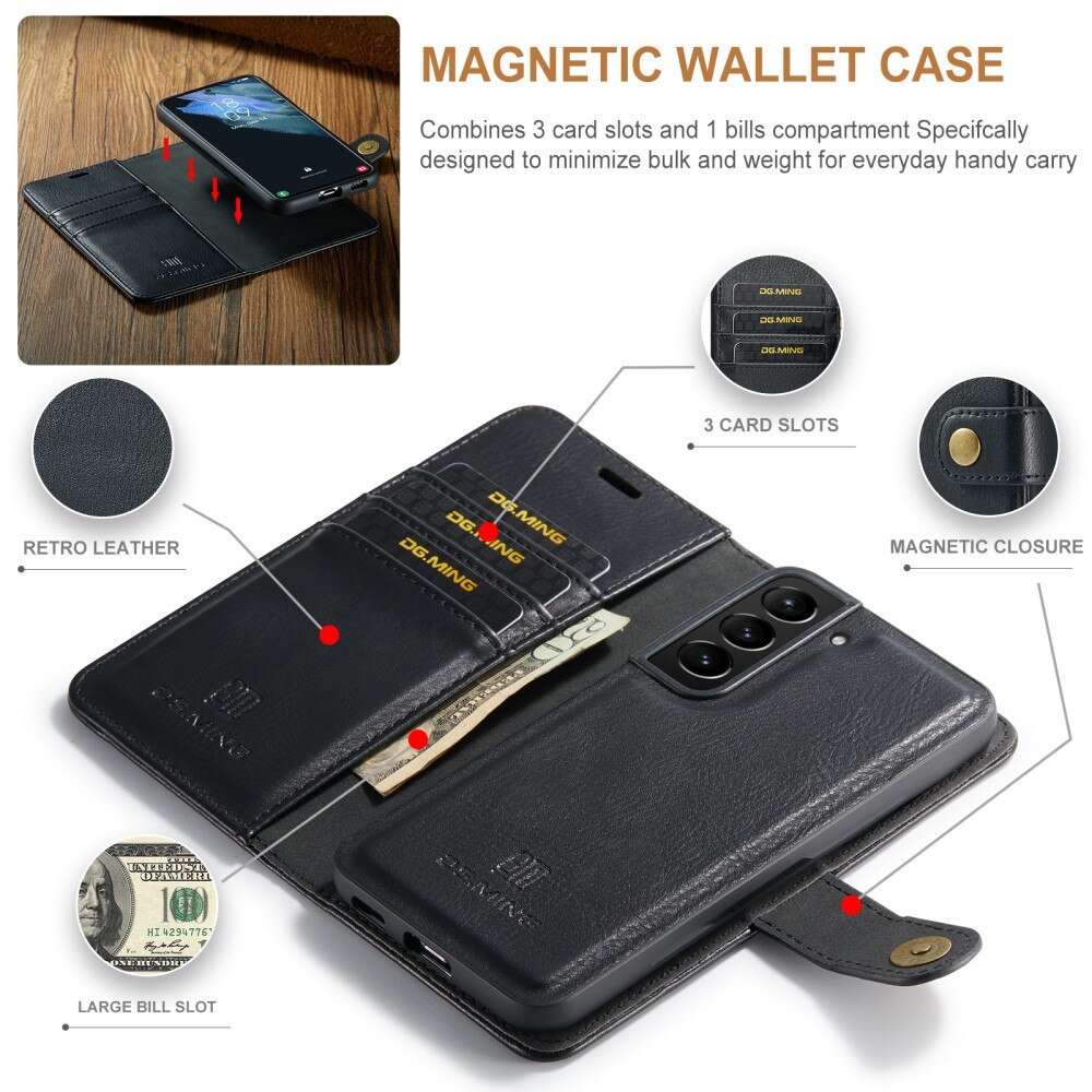 Magnet Wallet Samsung Galaxy S22 Plus Zwart