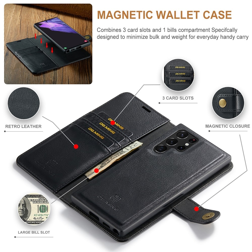 Magnet Wallet Samsung Galaxy S22 Ultra Zwart