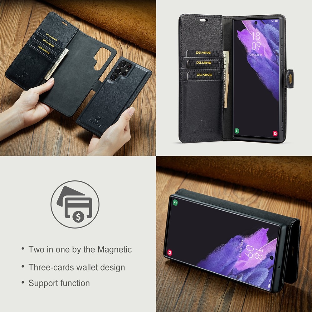 Magnet Wallet Samsung Galaxy S22 Ultra Zwart