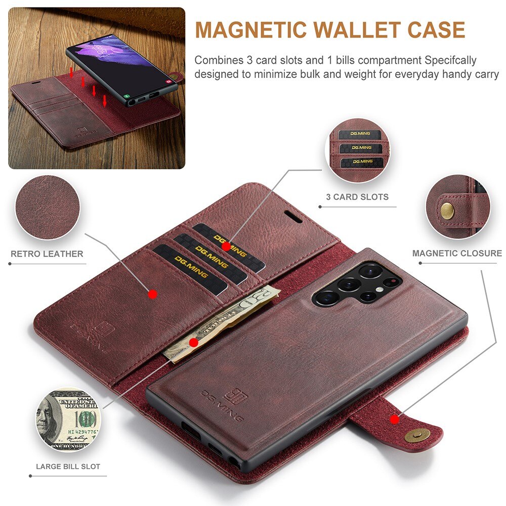 Magnet Wallet Samsung Galaxy S22 Ultra Rood