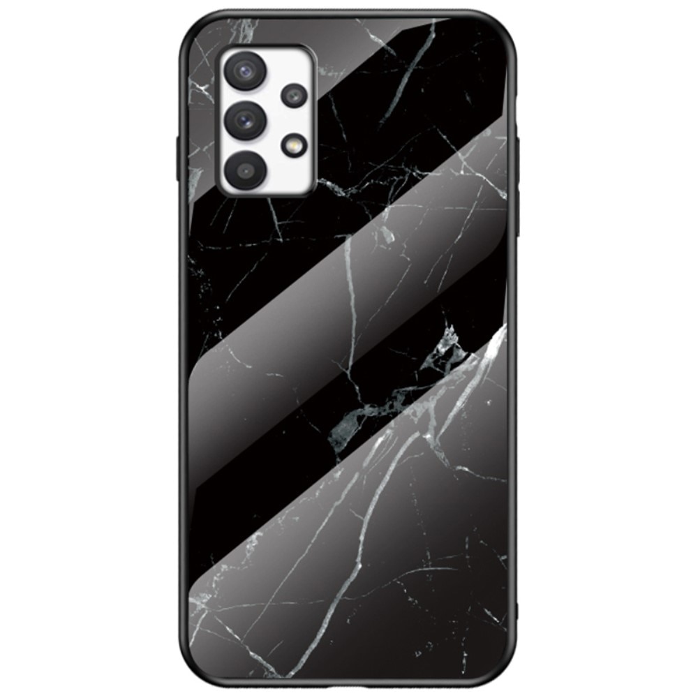 Samsung Galaxy A53 Hoesje Gehard Glas Zwart marmer