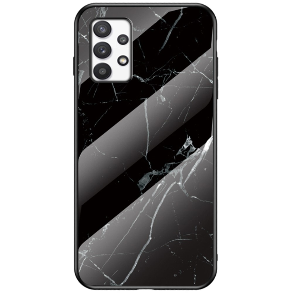 Samsung Galaxy A33 Hoesje Gehard Glas Zwart marmer