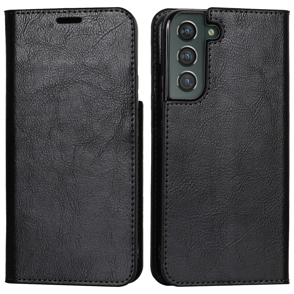 Samsung Galaxy S22 Plus Mobielhoesje Echt Leer zwart