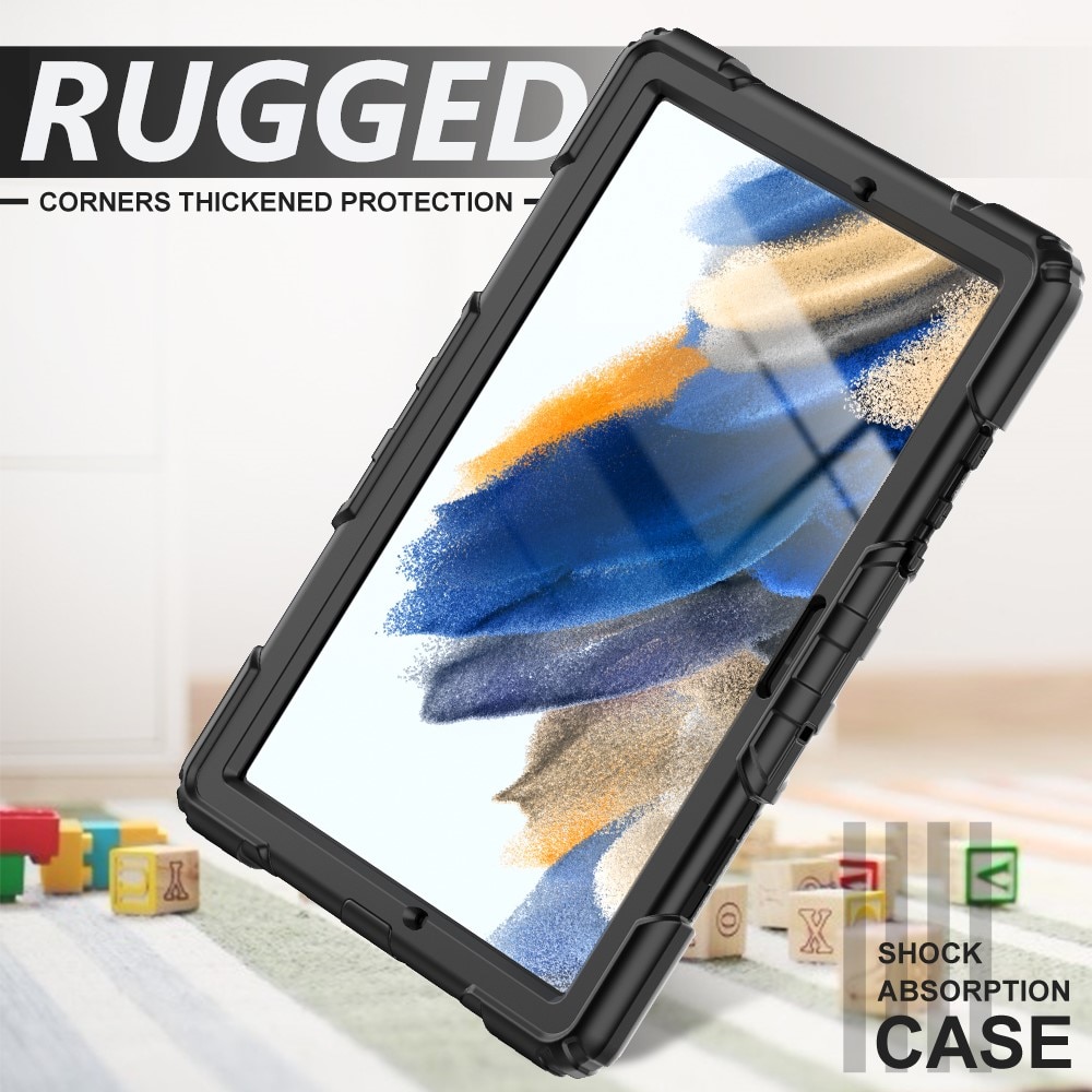 Samsung Galaxy Tab A8 10.5 Schokbestendige Full Protection Hybridcase met schouderriem Zwart