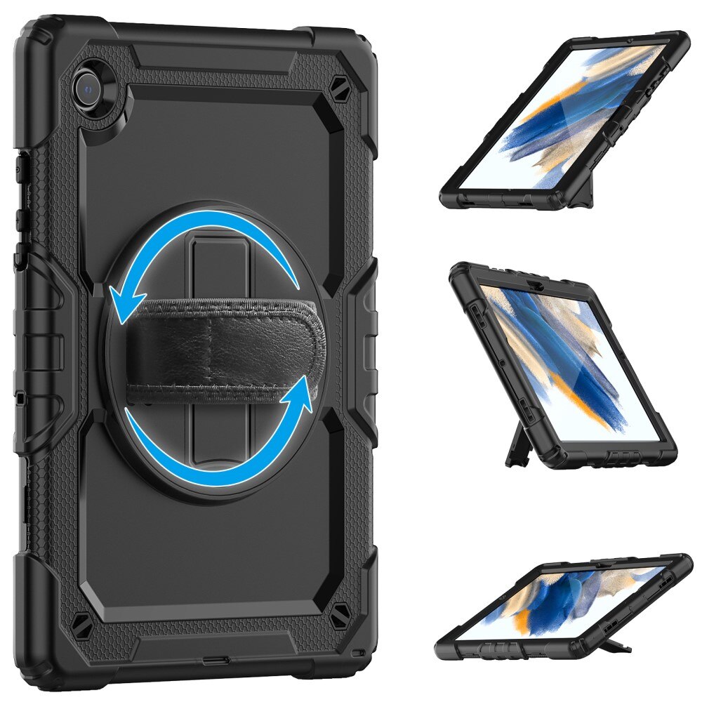 Samsung Galaxy Tab A8 10.5 Schokbestendige Full Protection Hybridcase met schouderriem Zwart