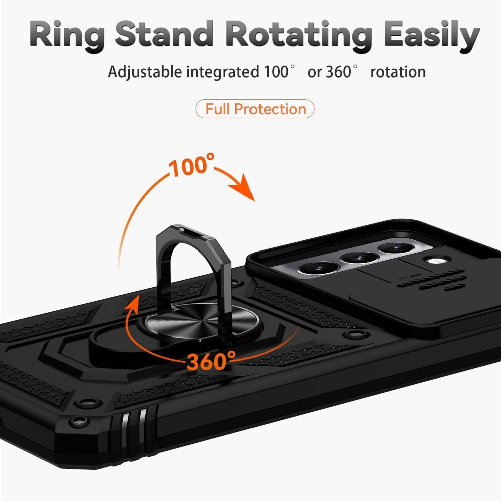 Samsung Galaxy S22 Hybridcase Ring+Camera Protector Zwart