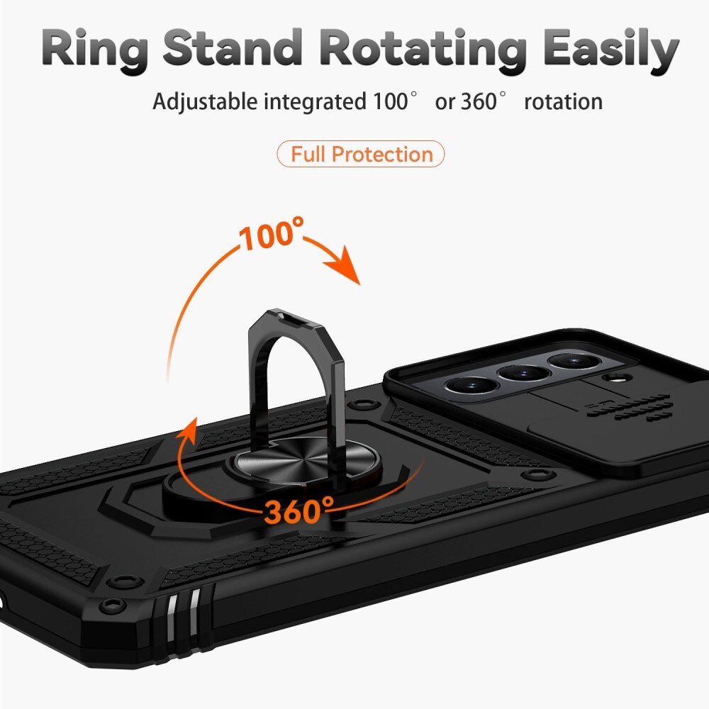 Samsung Galaxy S21 FE Hybridcase Ring+Camera Protector zwart