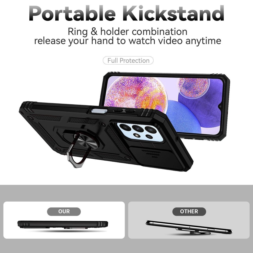 Samsung Galaxy A23 Hybridcase Ring + Camera Protector Zwart