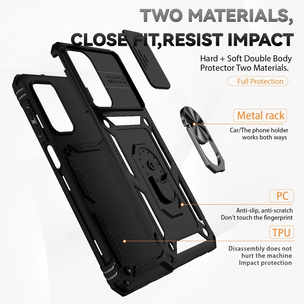 Samsung Galaxy A23 Hybridcase Ring + Camera Protector Zwart