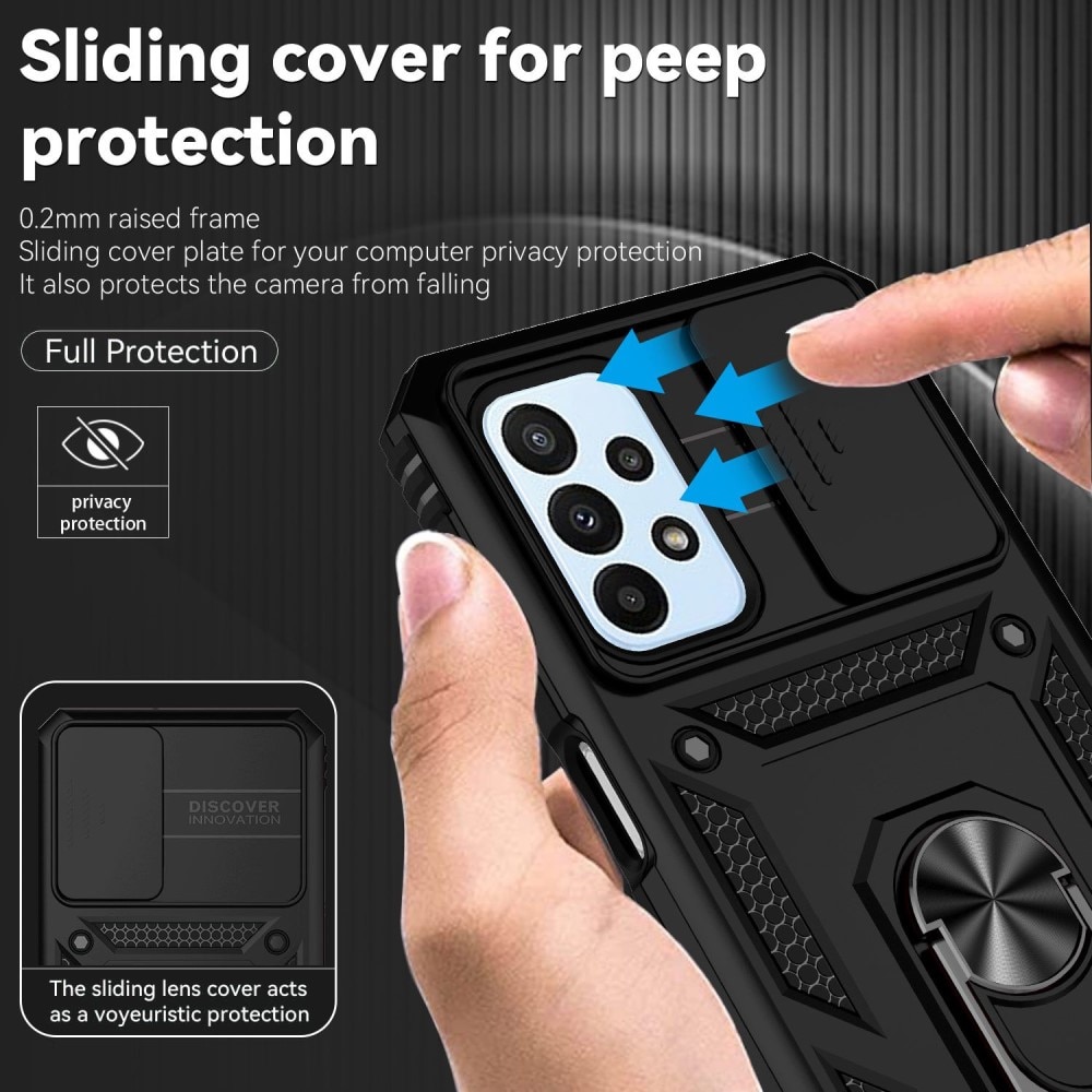 Samsung Galaxy A23 Hybridcase Ring + Camera Protector Zwart