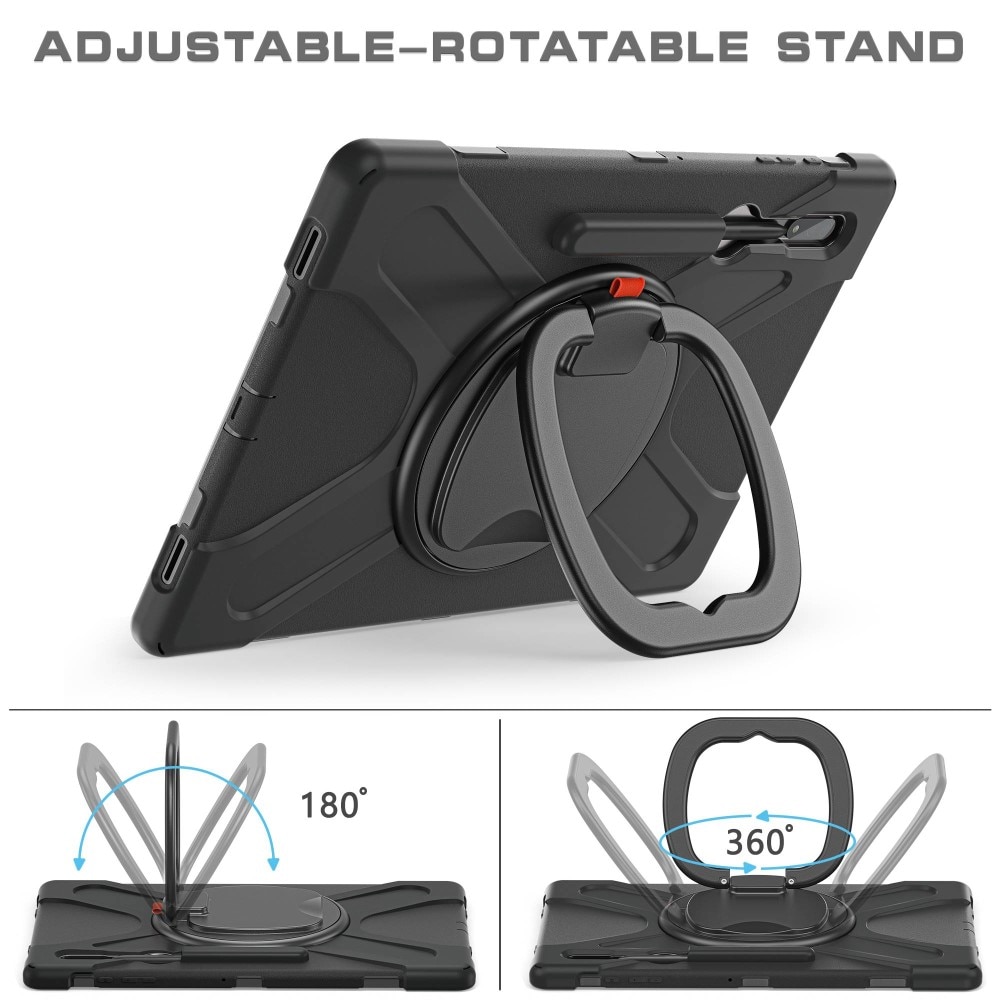 Samsung Galaxy Tab S8 Ultra Hybridcase met Kickstand en schouderband zwart