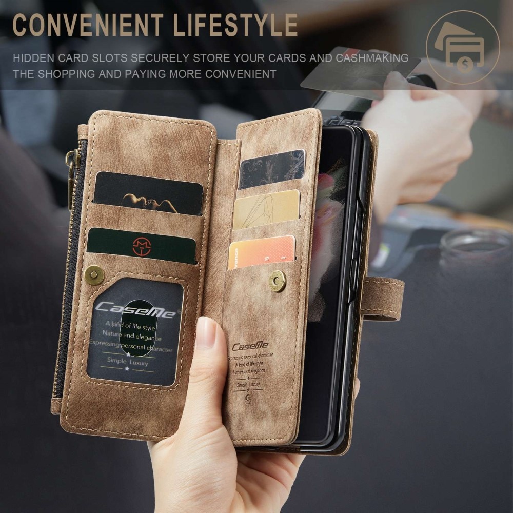 Bookcover hoesje Rits Samsung Galaxy Z Fold 3 Bruin