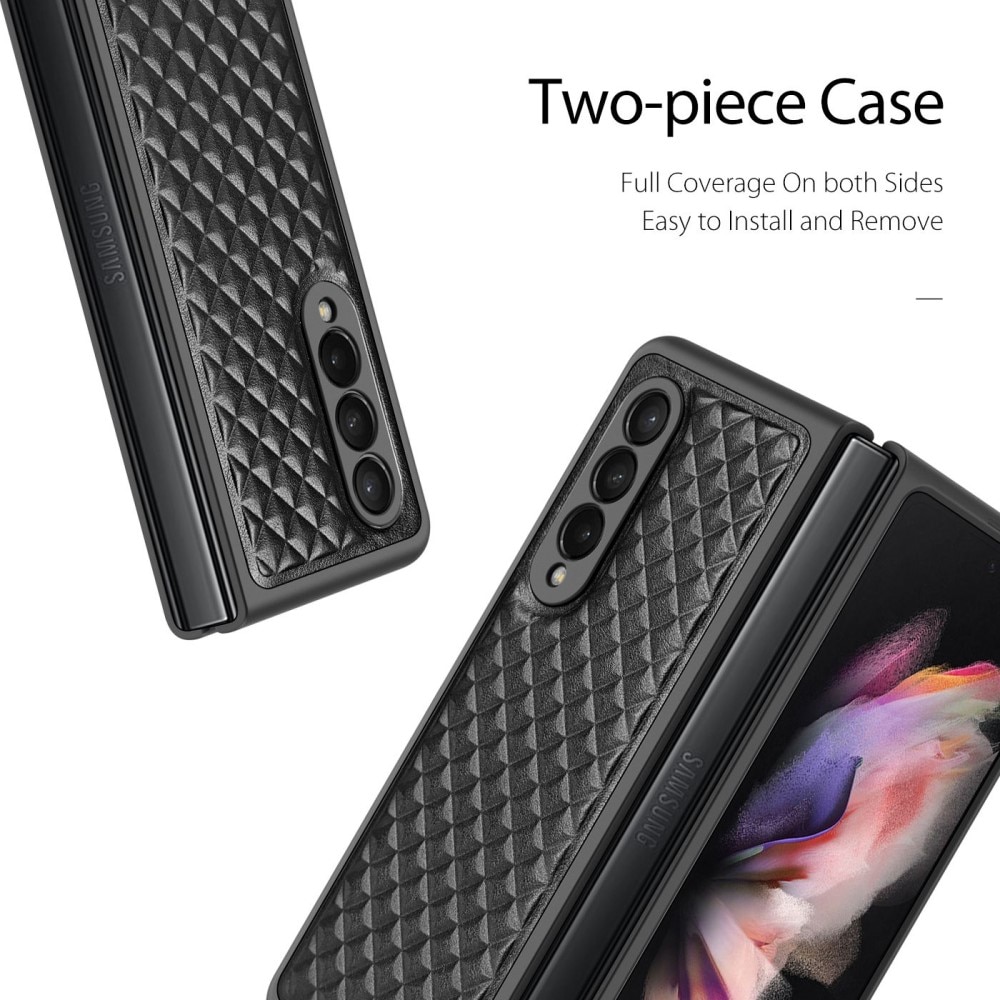Venice Leather Case Samsung Galaxy Z Fold 3 Zwart