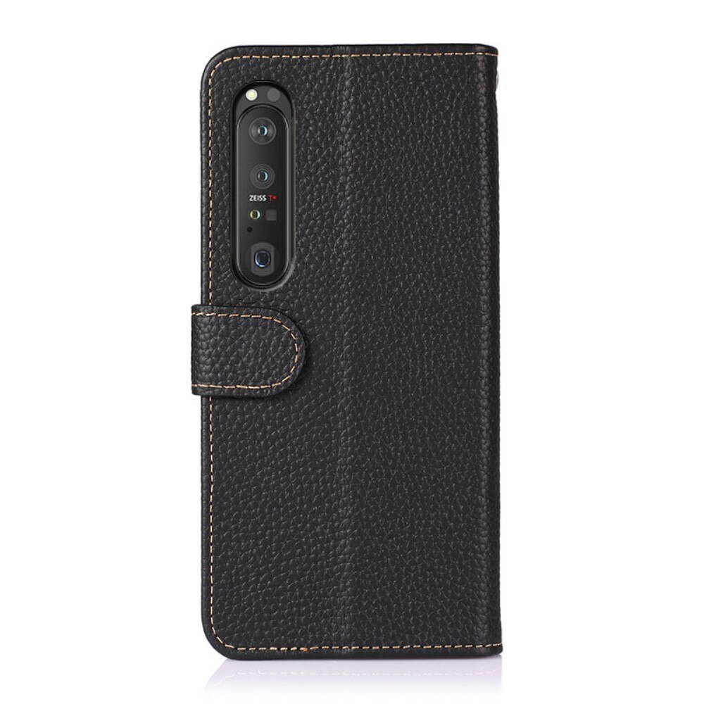 Real Leather Wallet Sony Xperia 1 III Zwart