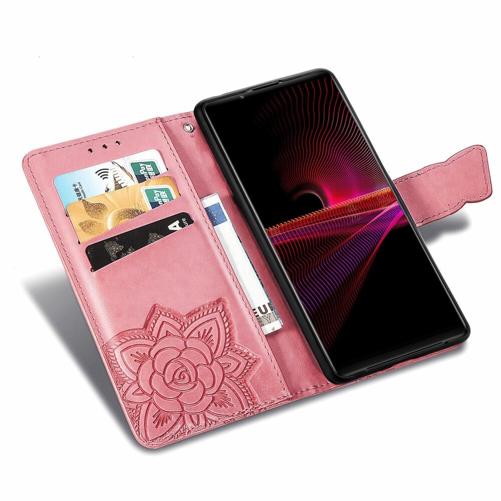 Sony Xperia 1 III Leren vlinderhoesje Roze