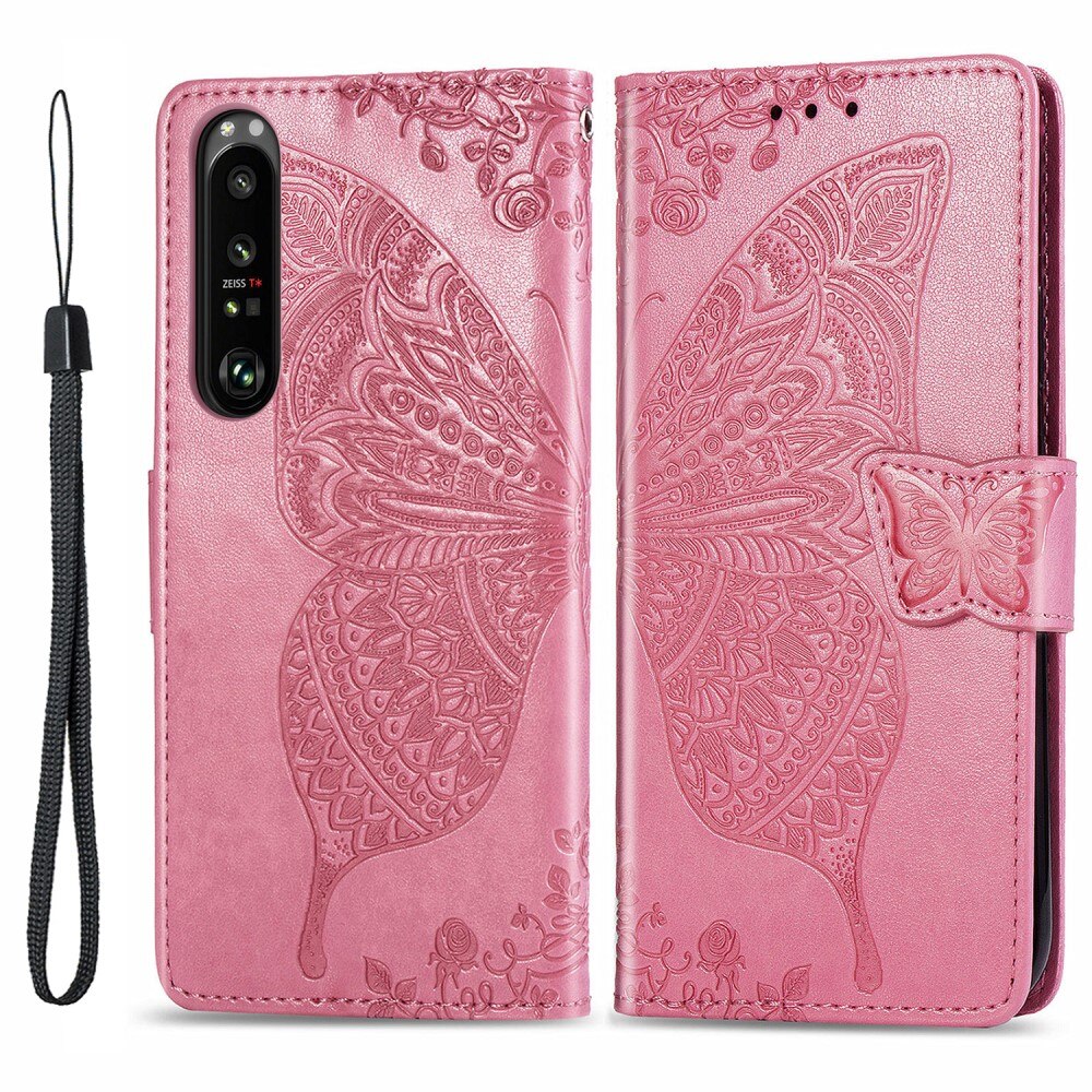 Sony Xperia 1 III Leren vlinderhoesje Roze