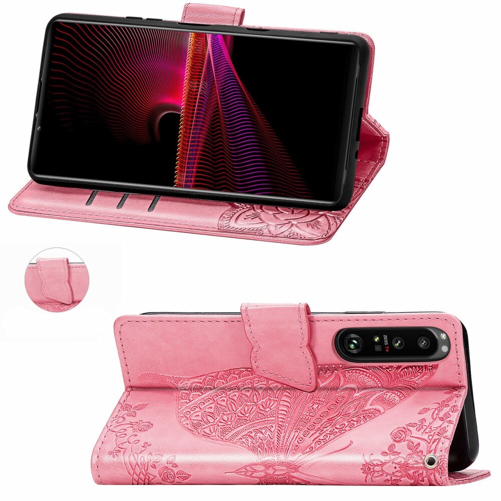 Sony Xperia 1 III Leren vlinderhoesje Roze