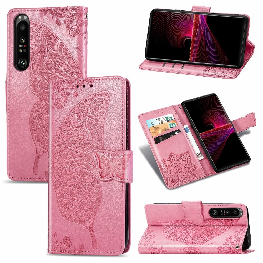 Sony Xperia 1 III Leren vlinderhoesje Roze