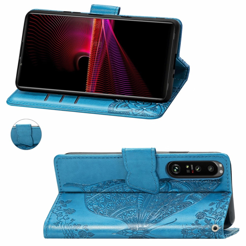Sony Xperia 1 III Leren vlinderhoesje Blauw