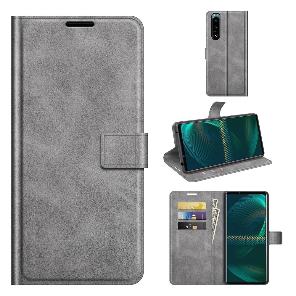 Sony Xperia 5 III Leather Wallet Grey