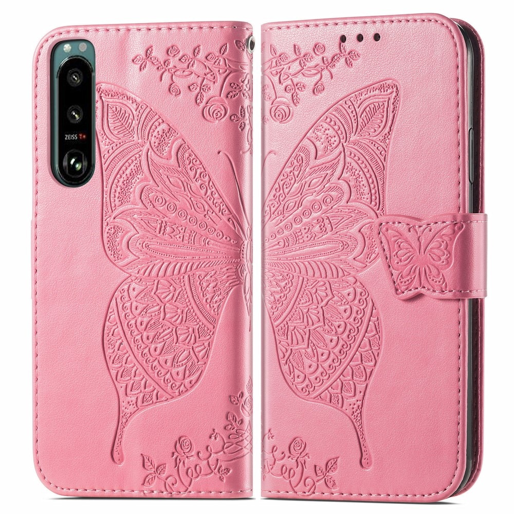 Sony Xperia 5 III Leren vlinderhoesje Roze