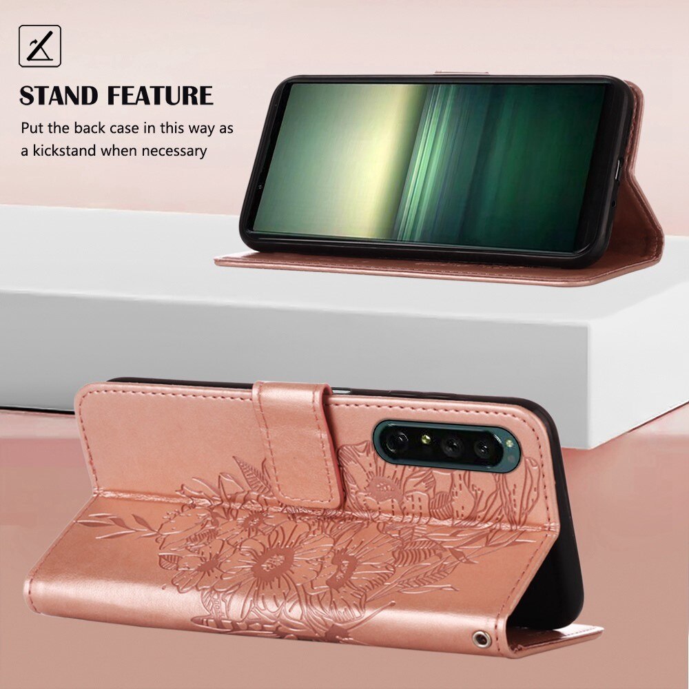 Sony Xperia 1 IV Leren vlinderhoesje Rosé goud