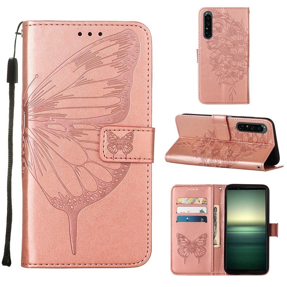 Sony Xperia 1 IV Leren vlinderhoesje Rosé goud