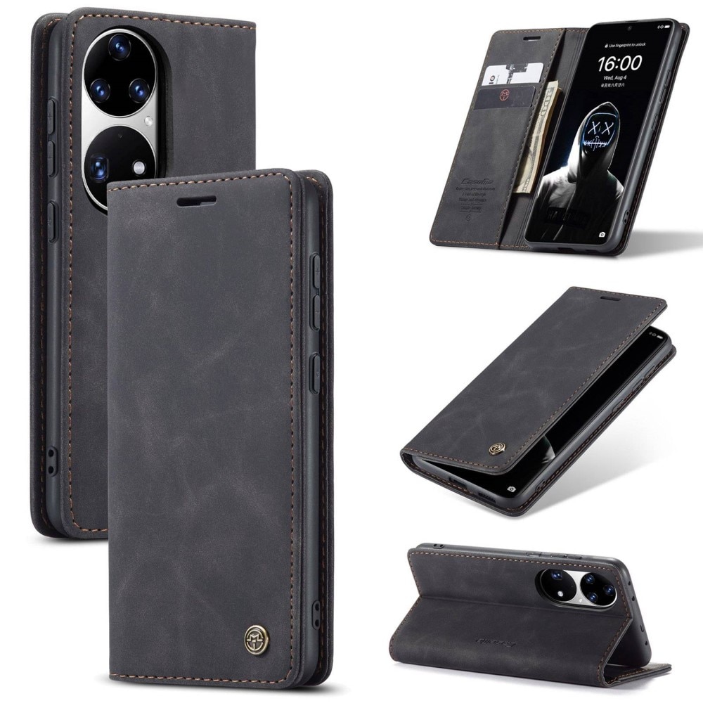 Slim Bookcover hoesje Huawei P50 Pro zwart