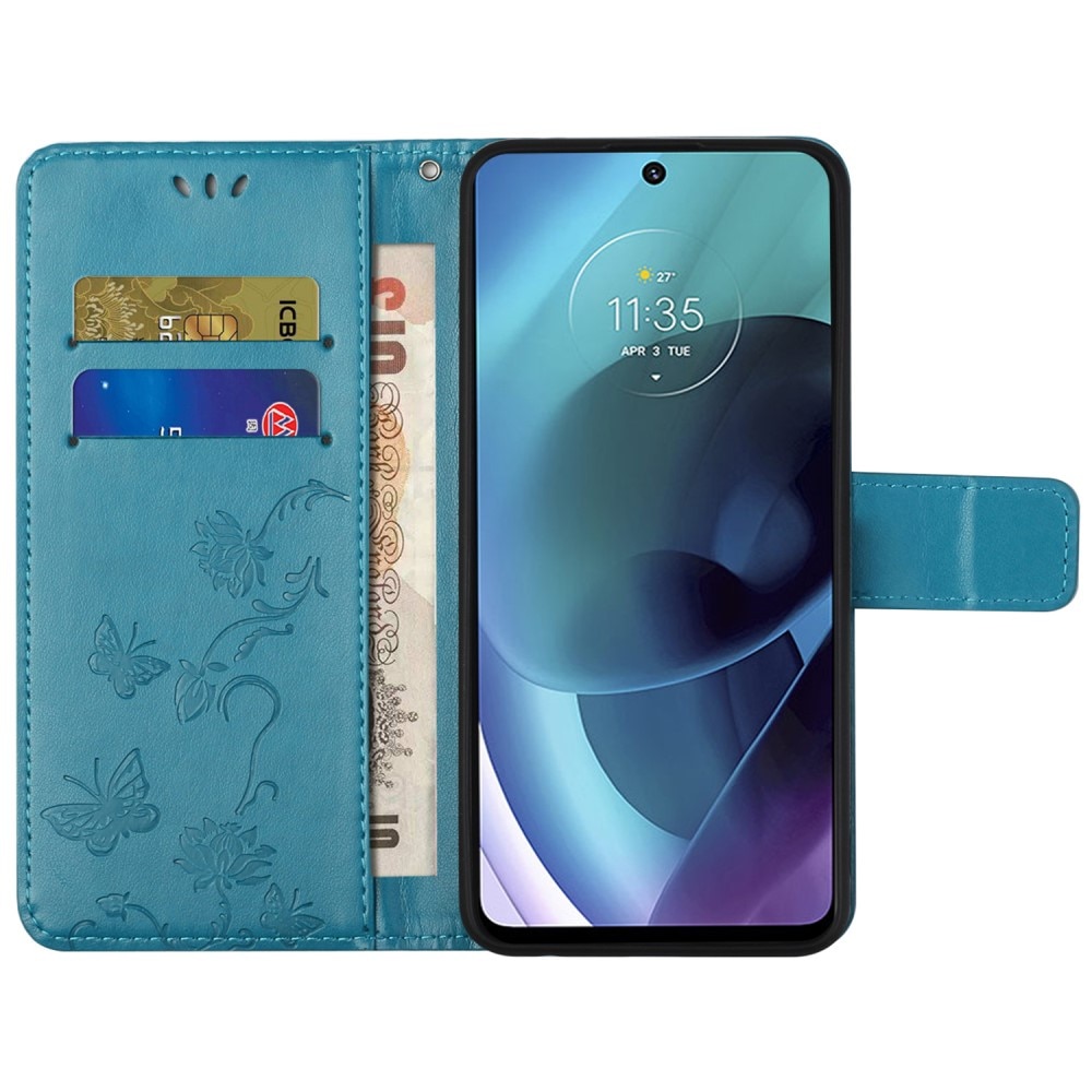 Motorola Moto G51 Leren vlinderhoesje Blauw