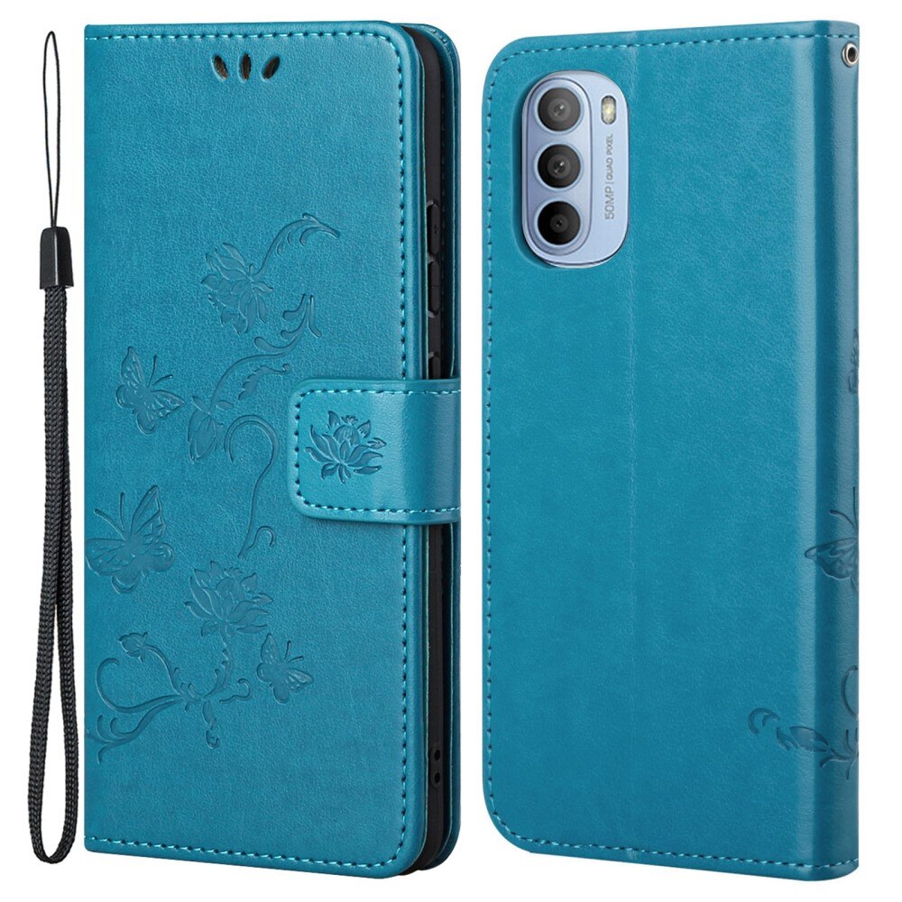 Motorola Moto G31/Moto G41 Leren vlinderhoesje Blauw