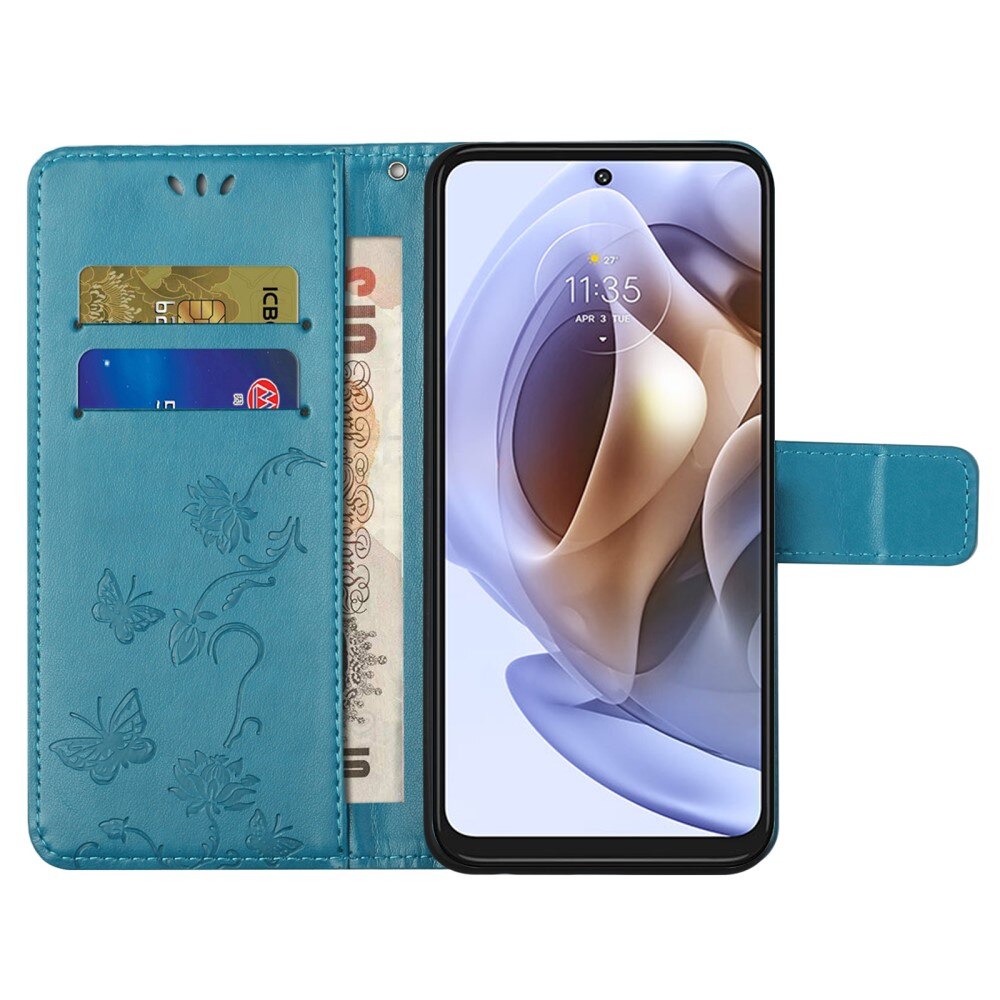 Motorola Moto G31/G41 Leren vlinderhoesje Blauw