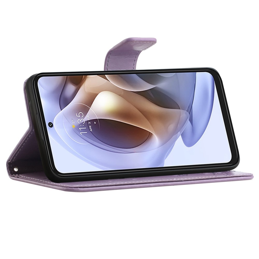 Motorola Moto G31/Moto G41 Leren vlinderhoesje Paars