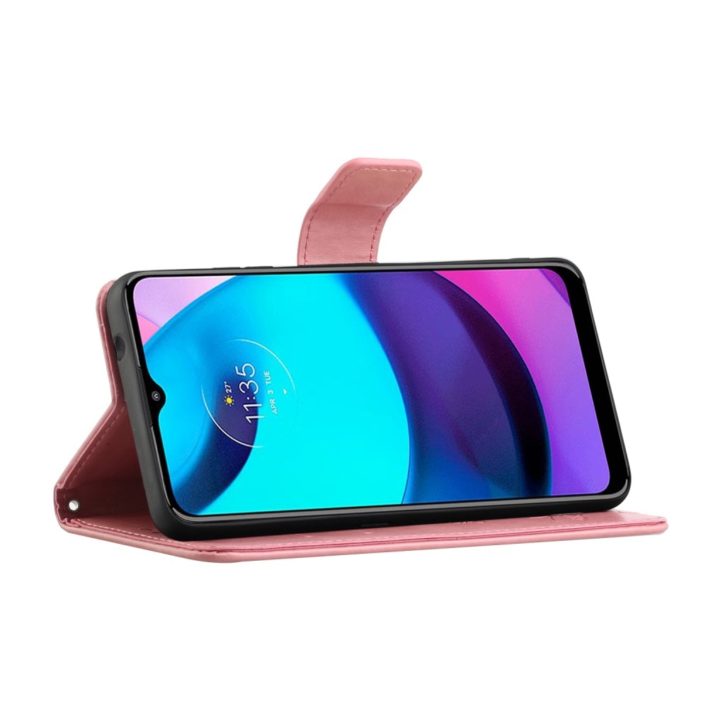 Motorola Moto E20/E30/E40 Leren vlinderhoesje Roze