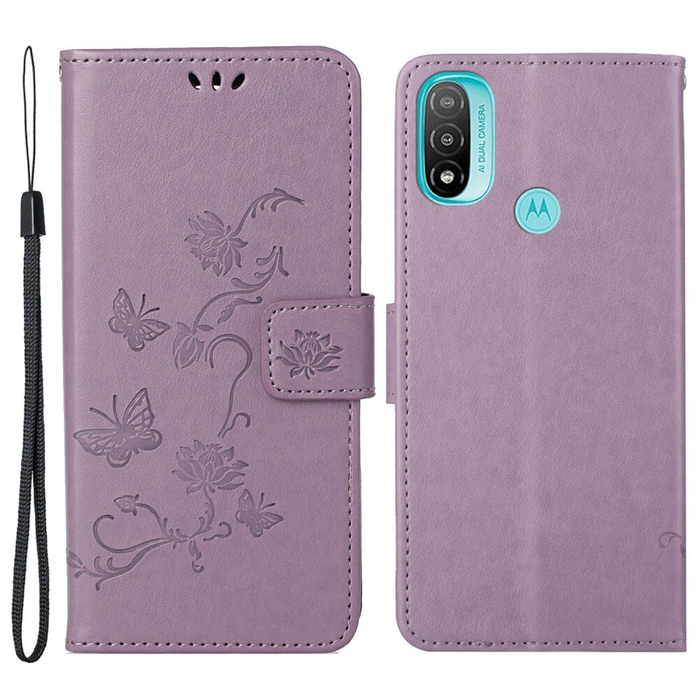 Motorola Moto E20/Moto E40 Leren vlinderhoesje Paars
