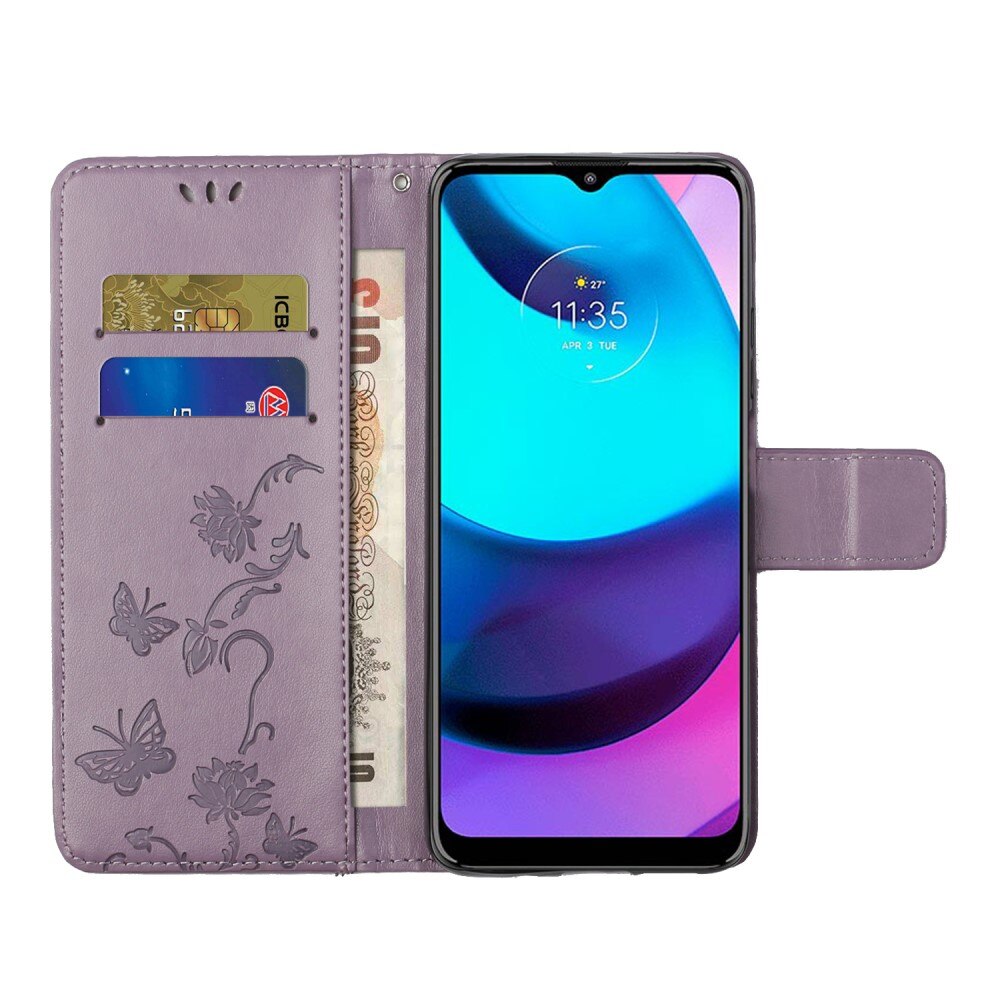 Motorola Moto E20/Moto E40 Leren vlinderhoesje Paars