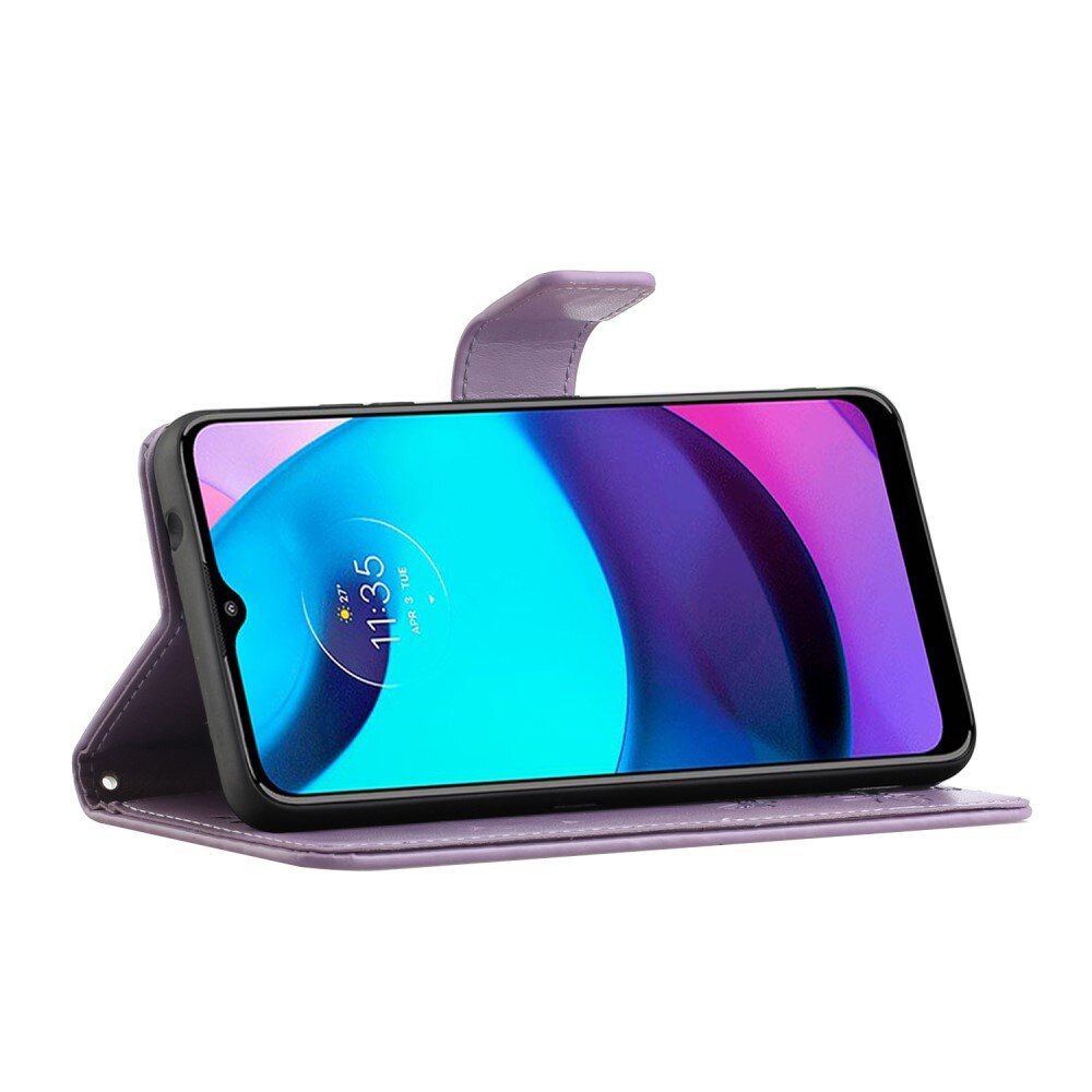 Motorola Moto E20/Moto E40 Leren vlinderhoesje Paars