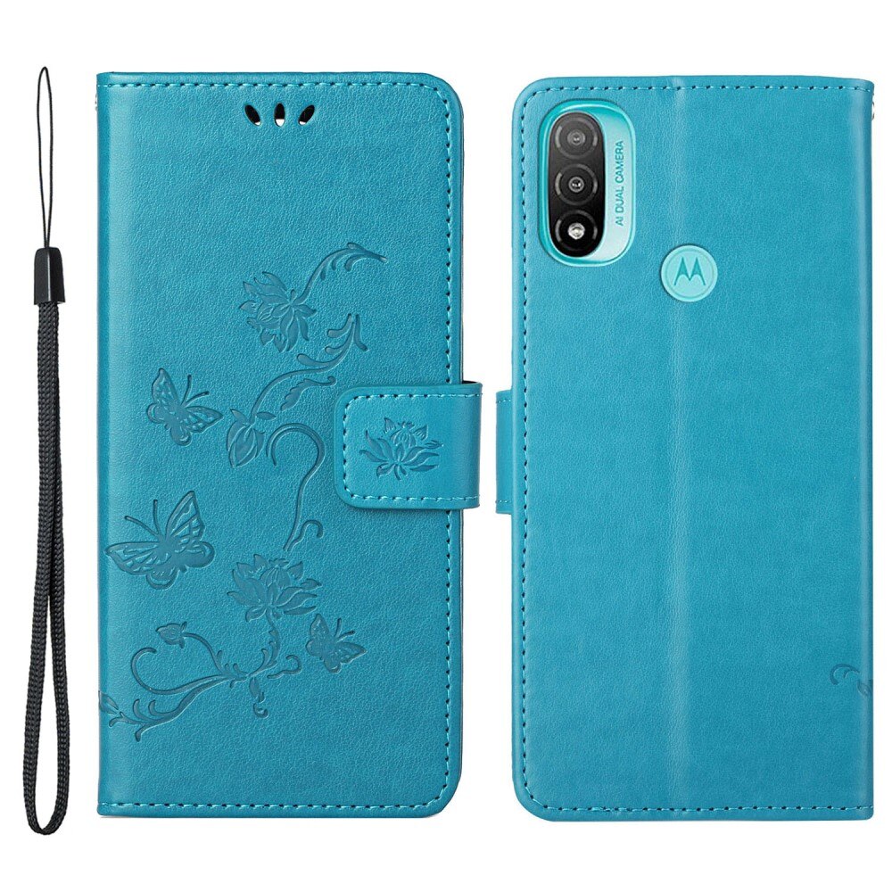 Motorola Moto E20/E30/E40 Leren vlinderhoesje Blauw