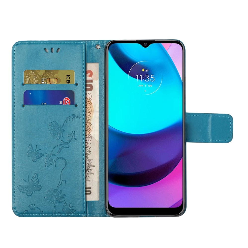 Motorola Moto E20/Moto E40 Leren vlinderhoesje Blauw