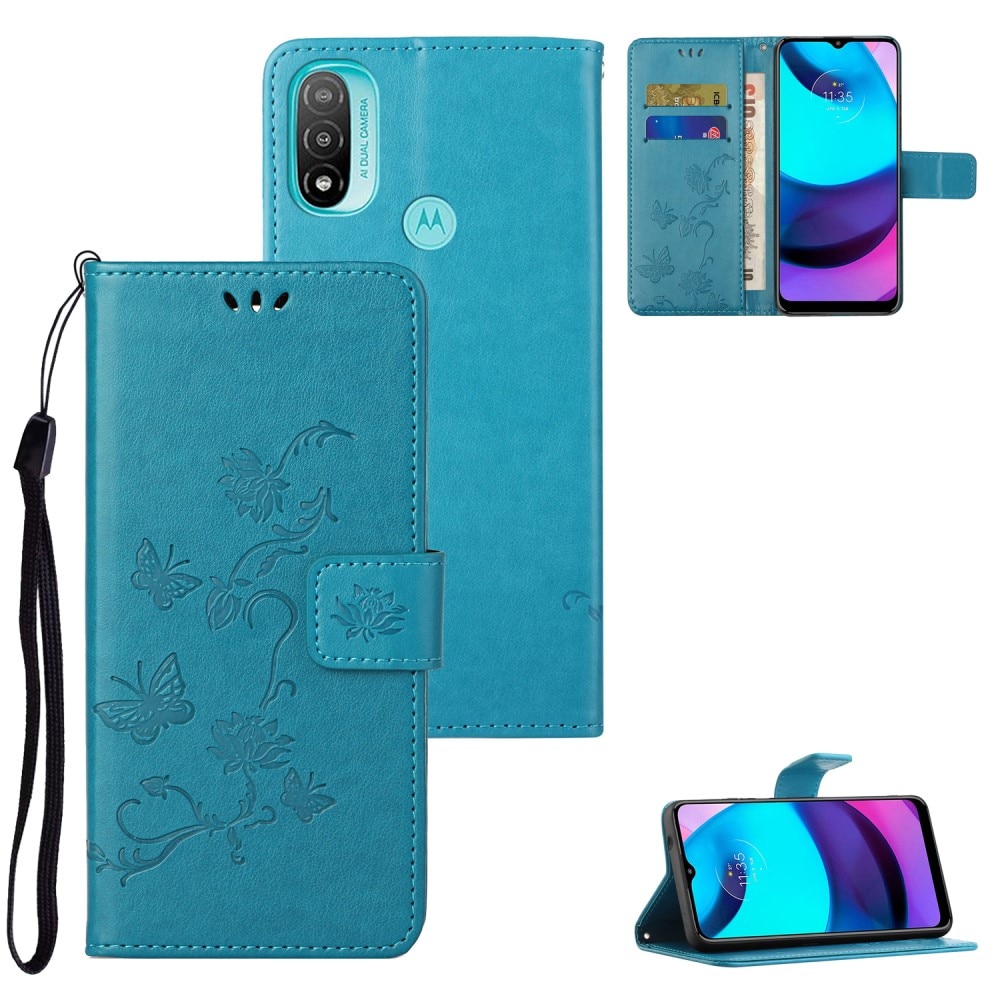 Motorola Moto E20/E30/E40 Leren vlinderhoesje Blauw