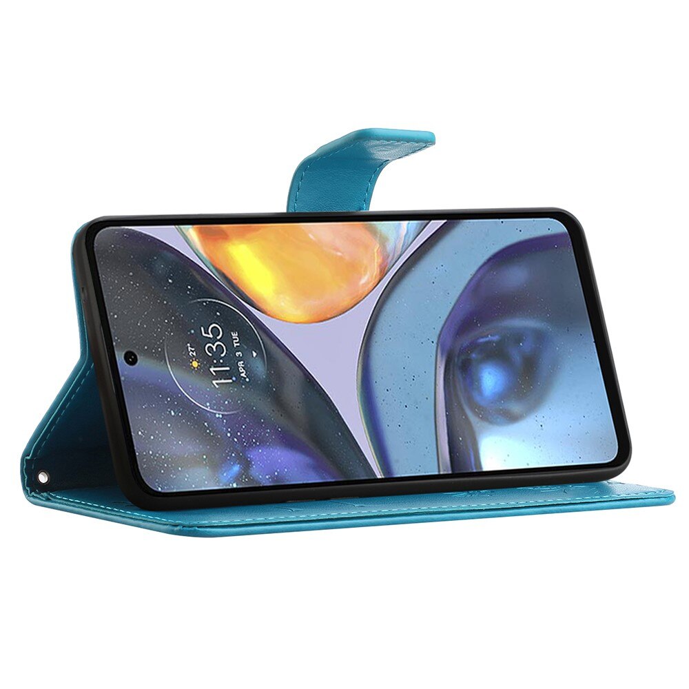 Motorola Moto G22 Leren vlinderhoesje Blauw