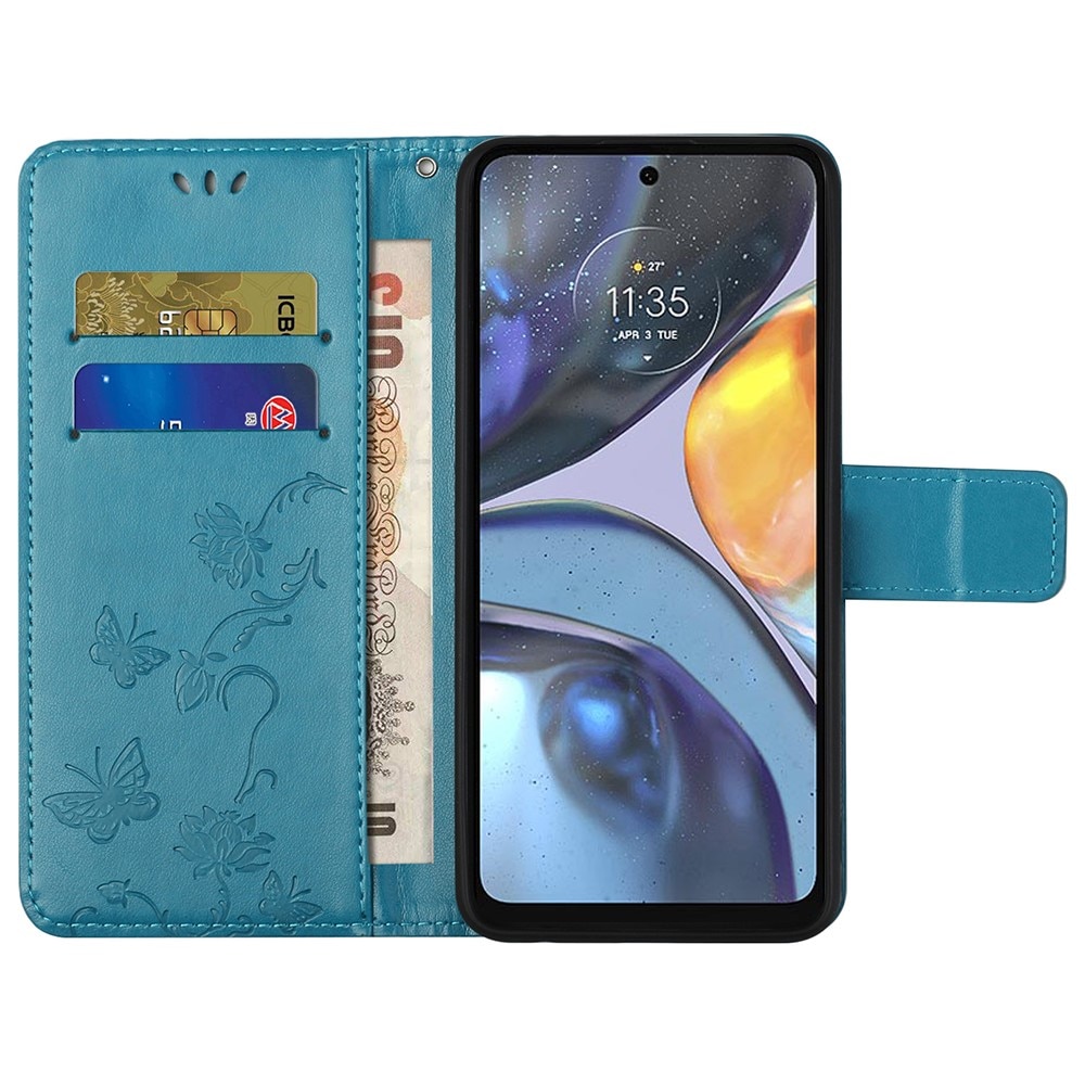Motorola Moto G22 Leren vlinderhoesje Blauw