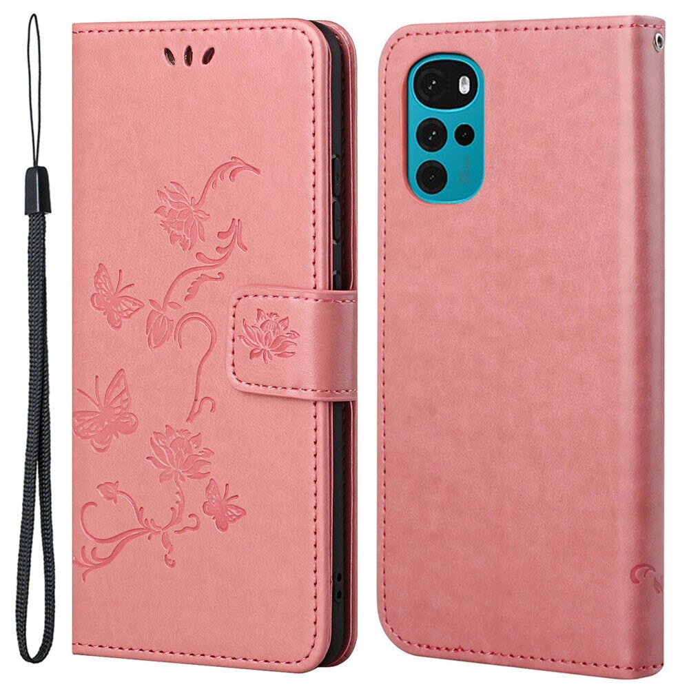 Motorola Moto G22 Leren vlinderhoesje Roze
