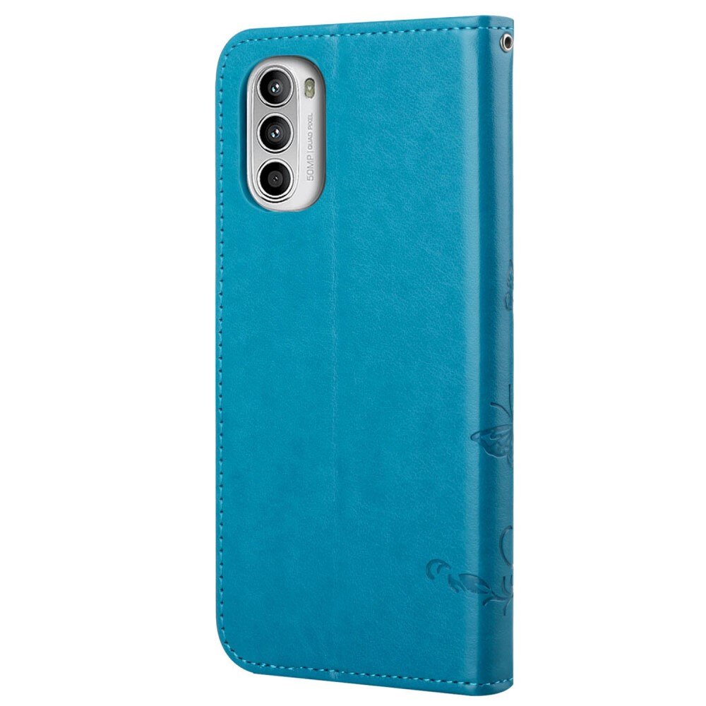 Motorola E32 Leren vlinderhoesje Blauw