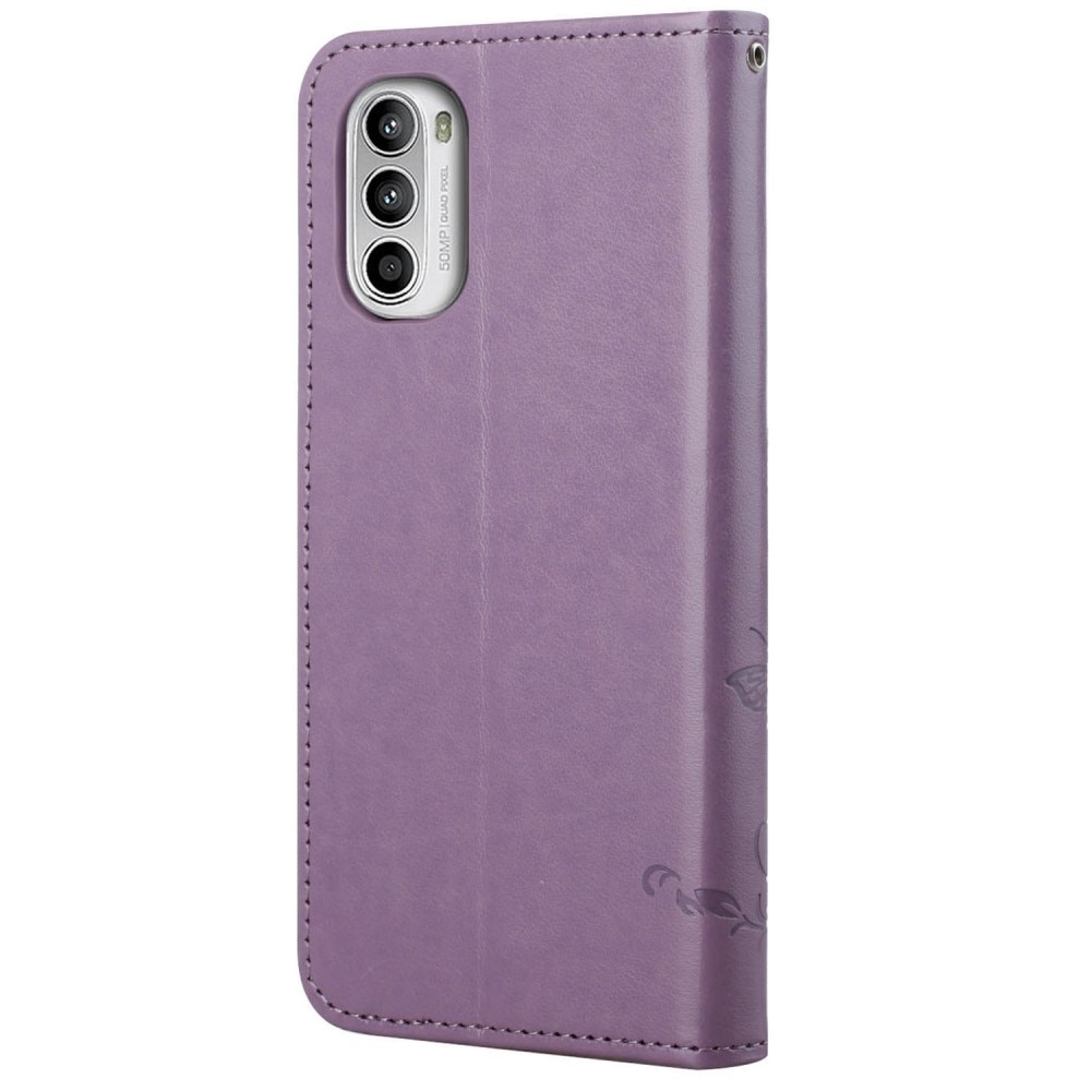 Motorola Moto E32 Leren vlinderhoesje Paars