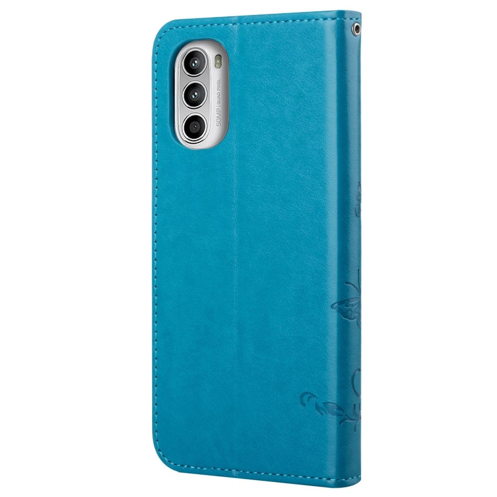 Motorola Moto G52 Leren vlinderhoesje Blauw