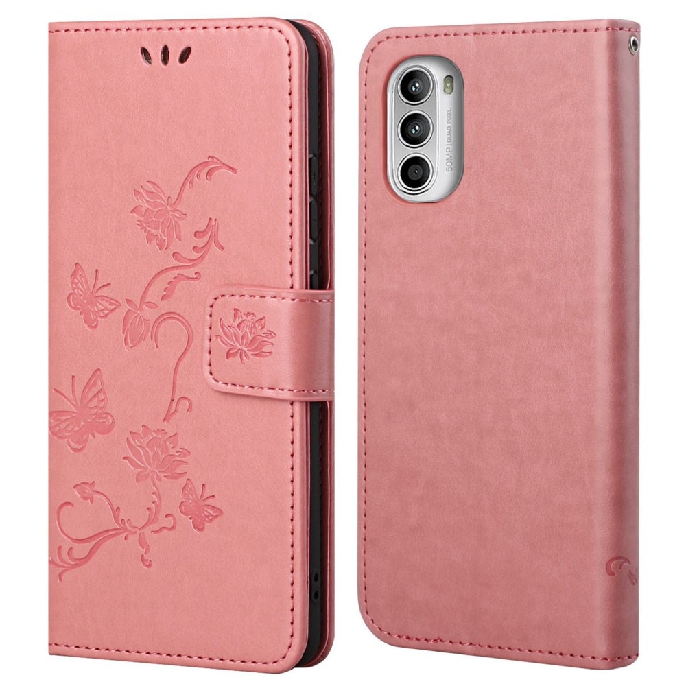 Motorola Moto G52 Leren vlinderhoesje Roze